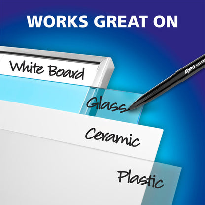 EXPO Wet Erase Markers, Semi-Permanent, Black, Ultra Fine Tip, 12 Count - For Writing on Glass, Whiteboards, Mirrors, Calendar, Labeling, Organizing (Pack of 12)