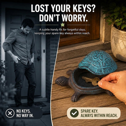 Cast Iron Turtle Key Hider Waterproof Hidden Key Holder for Outdoor, Decorative Garden Hide a Key for Yard, Patio, Lawn, Indoor & Outdoor Areas (Blue)