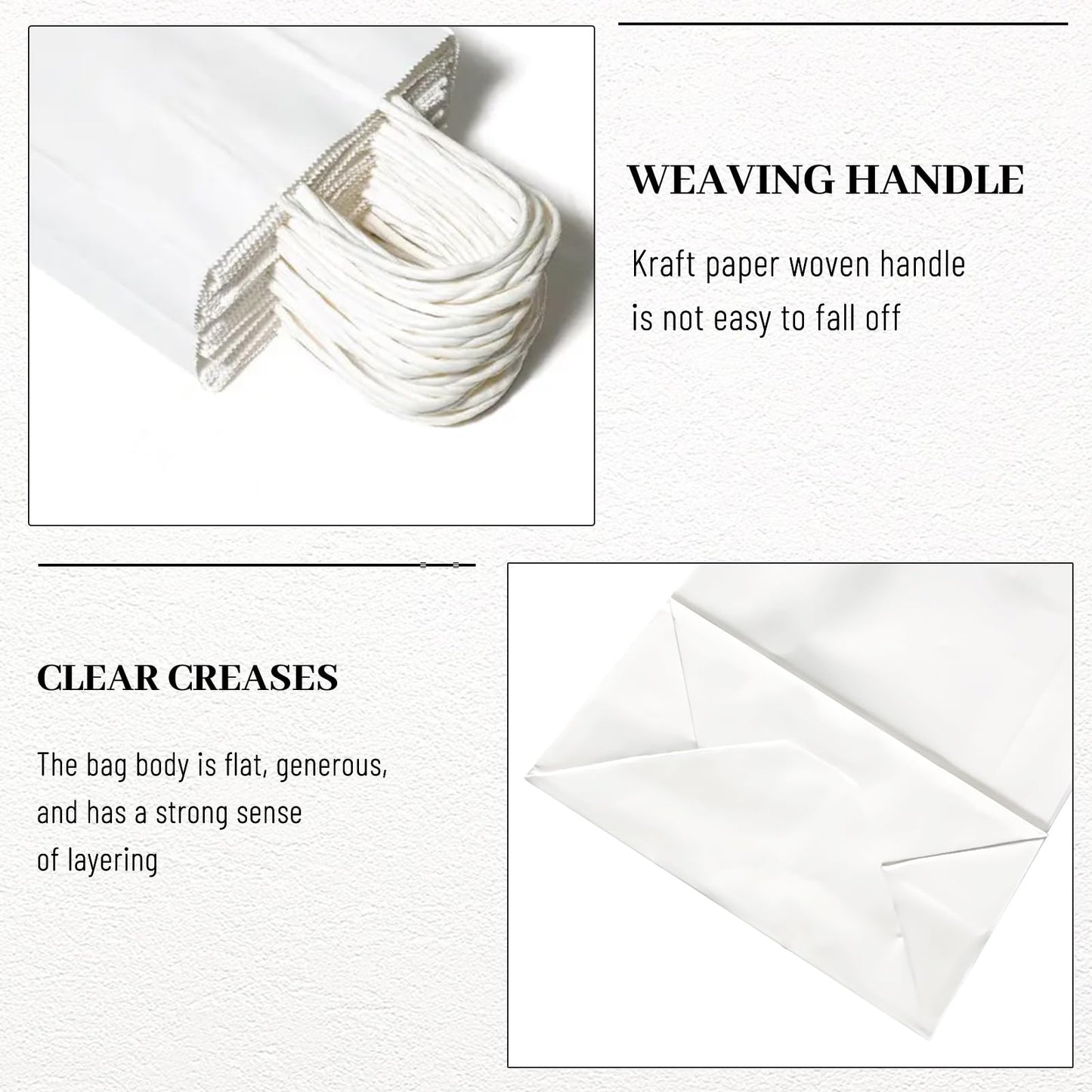 LIHOMR Gift Bags 8.25" x5.9 x3.15 100Pcs White Kraft Paper Bag with Handles for Small Business Christmas Bulk, Wedding, Party Favor, Shopping, Lunch, Halloween Trick-or-Treat Bags