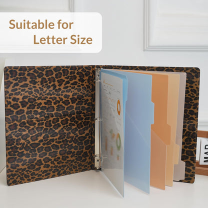 SKYDUE 1 Inch 3-Ring Binder with Clipboard, PU Aesthetic Binder with 5 Dividers, Notepad, Stickers & Pockets for Work and School (Letter Size)