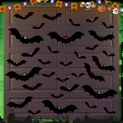 28 Pcs Halloween Garage Door Decoration Glow in The Dark Scary Bat Magnets Garage Door Magnets Luminous Bat for Halloween Garage Door Car Refrigerator Party Supplies