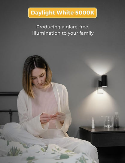 L LOHAS LED Night Light, Bright Night Light, Night Lights Plug into Wall, 5000K Daylight White, Dimmable Nightlights with Light Sensor, Decorative Nightlight for Hallway Bathroom Kitchen, 4 Pack