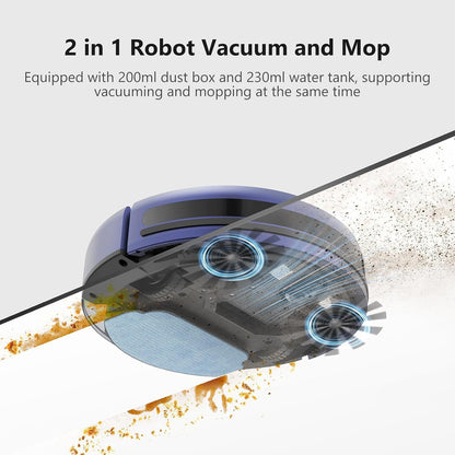 Robot Vacuum and Mop Combo, Robotic Vacuum Cleaner 2 in 1 with WiFi/App/Voice, Schedule, Water Tank and Dustbin, Self-Charging, Slim, Ideal for Hard Floor, Pet Hair, Carpet
