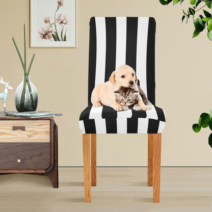 Kigai Black and White Stripes Dining Room Chair Covers Set of 2,Stretchable Removable Washable Spandex Kitchen Chair Protector Slipcovers for Restaurant,Hotel,Ceremony,Christmas Decoration