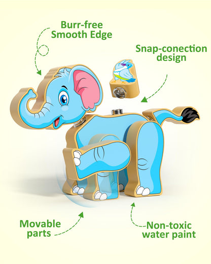 Coogam Wooden Snap Together Building Toy, Take Apart Construction Builders, Assembly Animal Building Blocks, STEM Fine Motor Learning Toy Gift for 3 4 5 Years Old Kids