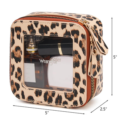 Montana West X Wrangler Clear Makeup Bag Travel Cosmetic Bag Portable Make Up Toiletry Organizer for Women Leopard