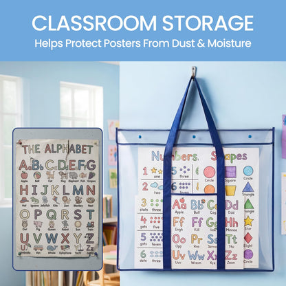 GAMENOTE 2 Pack Large Poster Storage Bag (31.5"×25.5") Bulletin Board Holder Art Portfolio Container for Teachers Classroom Organization