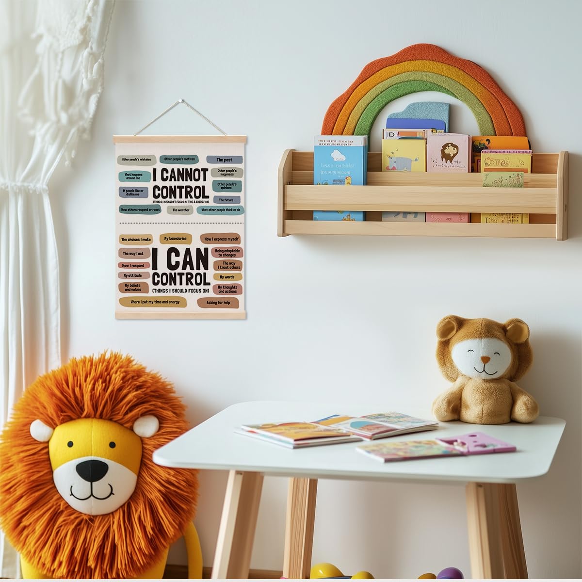 Inspirational Boho Poster Hanger, Therapy Office Decor Calm Corner Items, Growth Mindset Educational Posters Wall Art Wall Hanging Banner Home Calming Corner Counseling Psychologist Office Decor