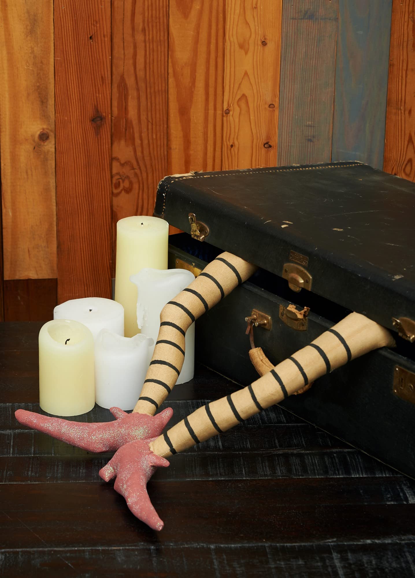 GALLERIE II Halloween Witch's Legs & Feet Caught in Drawer 17" Decoration Assortment of 2 Collectible Joe Spencer Gathered Traditions Cute Spooky Scary Autumn Fall Harvest Home Decor Decoration A/2