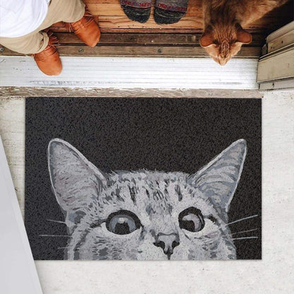 MR FANTASY Cat Door Welcome Mat - Outdoor Entrance, Durable Doormat for Indoors & Outdoors, High Traffic Areas, 17x29