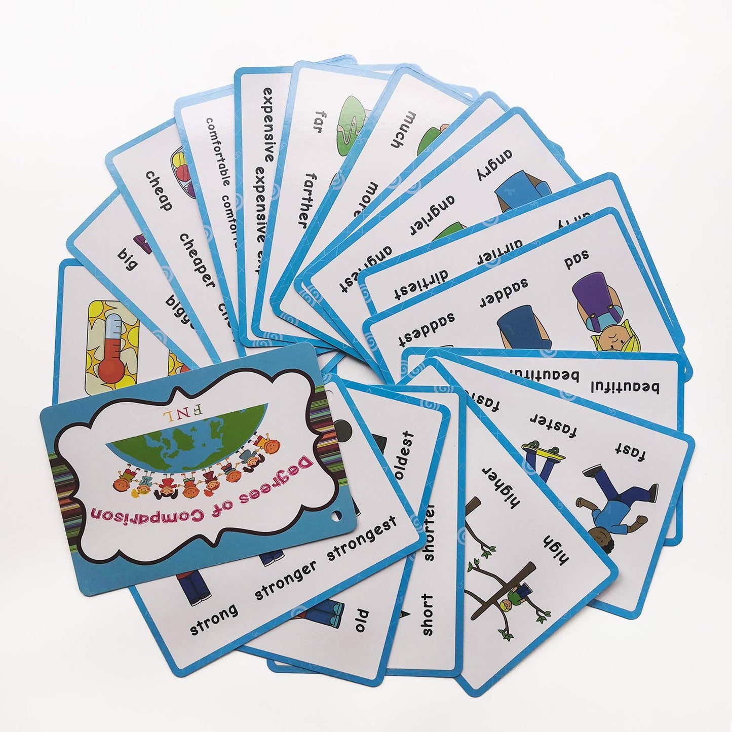 Zwttey Irregular Verbs/Plural Nouns/Degrees of Comparison/Verb Tense 4 Themes English Flashcards Vocabulary Building Pocket Cards Grammar Educational Learning Aids Pre-Kindergarten Classroom Supplies