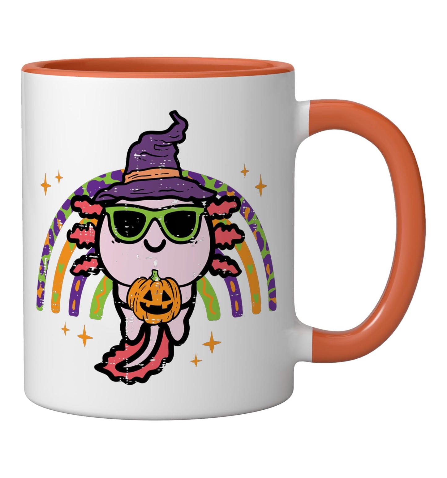 Halloween Axolotl Rainbow Costume Boys Girls Kids Toddler Ceramic Mug, Orange/White