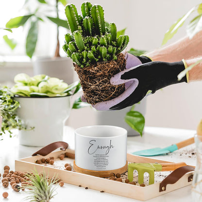 Fumete 12 Pcs Bible Verse Succulent Pots with Tray Drainage, 3 x 2 in Inspirational Mini Ceramic Flower Planter Christian Religious Gifts for Women Men Teacher Guest Staff Church(Affirmation Series)