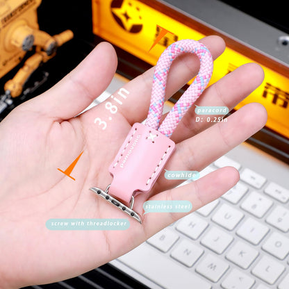 pamovolio leather braided short paracord for apple watch fob keychain clip pocket watch ultra49mm series123456789se10s11 46/44/45/42/41/38mm chain watch band key Holder Ring49