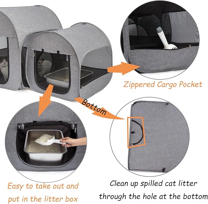 Portable Cat Playpen, Delivery Room, Enclosure, Postoperative Recovery, House Design for Better Standing, Foldable Pet Tent for Indoor and Outdoor Use, Cat Houses & Condos Dark Gray