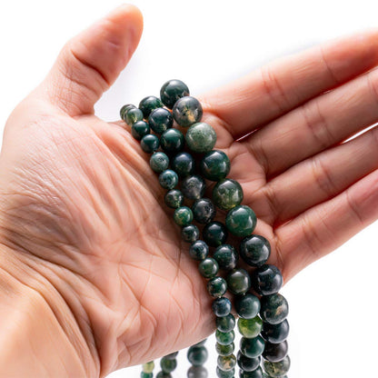 BEADIA Natural Moss Agate Stone Round Loose Semi Gemstone Beads for Jewelry Making 10MM 38PCS