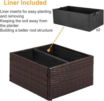 SUNNYPARK Mailbox Post Wrap Planter Box 24x24x12inch | Handmade All-Weather PE Rattan, Easy Assembly, Fits for 4x4 6x6 Posts, Flower Planter Box Decorative for Mailbox Post Outside