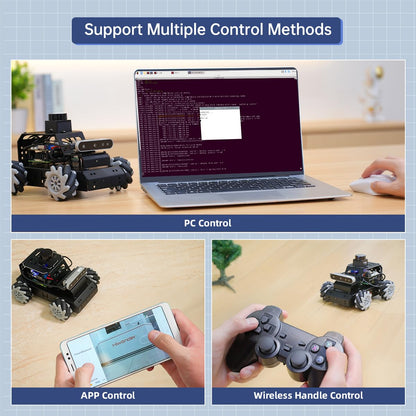 ROS2 Robot Car for Raspberry Pi 5 Programmable AI Smart Robot Kit 3D Depth Camera Lidar SLAM Mapping Navigation Path Planning Autonomous Driving 360° Movement Chassis, MentorPi M1 with RPi 5 8GB