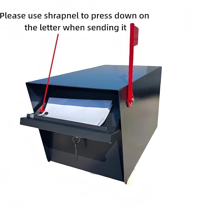 Mailbox,with Mounting Post, 4 Keys,Mailboxes for Outside,Locking Mailbox,Large,Black,Metal Mail Box,Heavy Duty