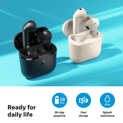 Sennheiser ACCENTUM Open Wireless Earbuds, Open Ear Buds Design, Dynamic Sound & Bluetooth 5.3, IPX4 Splash Protection, 28 Hours Battery Life, USB-C Charging Case, Music, Phone Calls, Travel, Cream