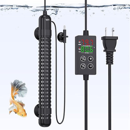 SEAOURA Aquarium Heater, 300W Fish Tank Heater for 40-60 Gallon, Small Submersible Turtle Heater with Adjustable Over-Temperature Protection, Intelligent Controller Auto Power-Off
