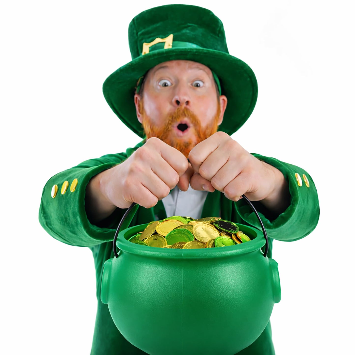 GIFTEXPRESS 8" Green Cauldron Kettle for St Patrick Day, Mardi Gras, Halloween, Pot of Gold Pot, Lucky Leprechaun Kettle, Plastic Cauldron