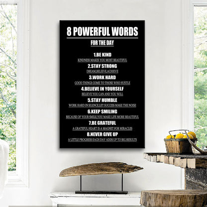 8 Powerful Words for The Day Success Quotes Poster Print Motivational Picture Painting Inspirational Canvas Wall Art for Modern Office Bedroom Living Room School Wall Decor Ready to Hang [24''Wx36''H]