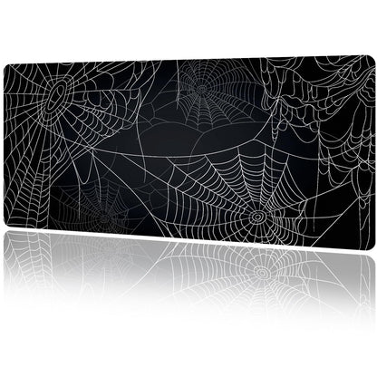MAYCARI Halloween Cute Spider Webs Mouse Pad Kawaii Cartoon Funny Spirit Extended Desk Mat Non-Slip Rubber Baseb Large Black White Mousepad for Desk Gaming Laptop Desktop 31.5"X15.7"