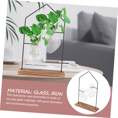 YARNOW 1set Glass Hydroponic Planter Iron Stand for Indoor Plant Terrarium Elegant Decoration for Home Office and Events Unique Scandinavian Design
