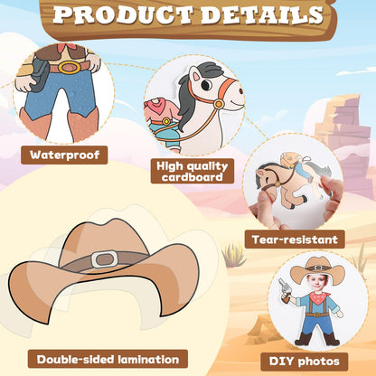 60pcs Western Theme DIY Cutouts Cowboy Cowgirl Hat Bulletin Board Decoration Set Wild Western Paper Cut-Outs Classroom Decor for Boy Girl DIY Photo Craft Kindergarten School Wall Door Supplies