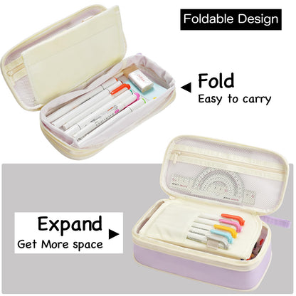 YOKUMA Pencil Case Cute Pencil Pouch for Girls Big Capacity Pen Bag Box, Kawaii Aesthetic College School Supplies for Student Teen Adults Preppy, Purple