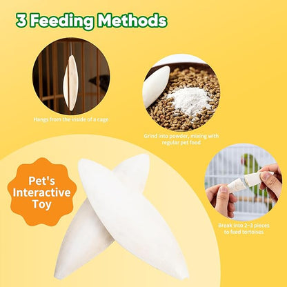 Amzey 12 Pack Cuttlebone for Birds, 4-6 Inches Sun-Dried 100% Natural Calcium Supplement, 100% Pure Cuttlefish Bone for Beak Trimming, Supports Healthy Bones, Feathers & Shells