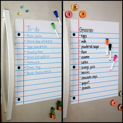 Bright Creations Magnetic Whiteboard Accessories Dry Erase Lined Notebook Paper - 17 x 22 in, Pack of 2, White, Vertical - Bulletin Board Paper