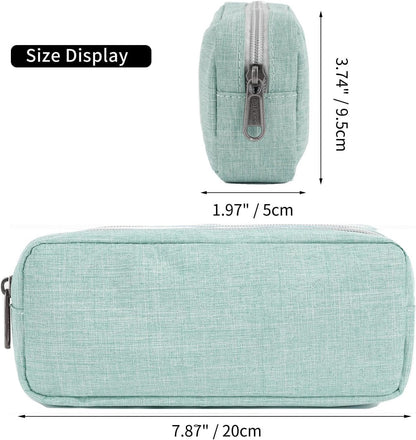 Della Gao Small Pencil Case Large Capacity Pencil Pouch Marker Pen Bag Coin Pouch Office Stationery Organizer (Green)