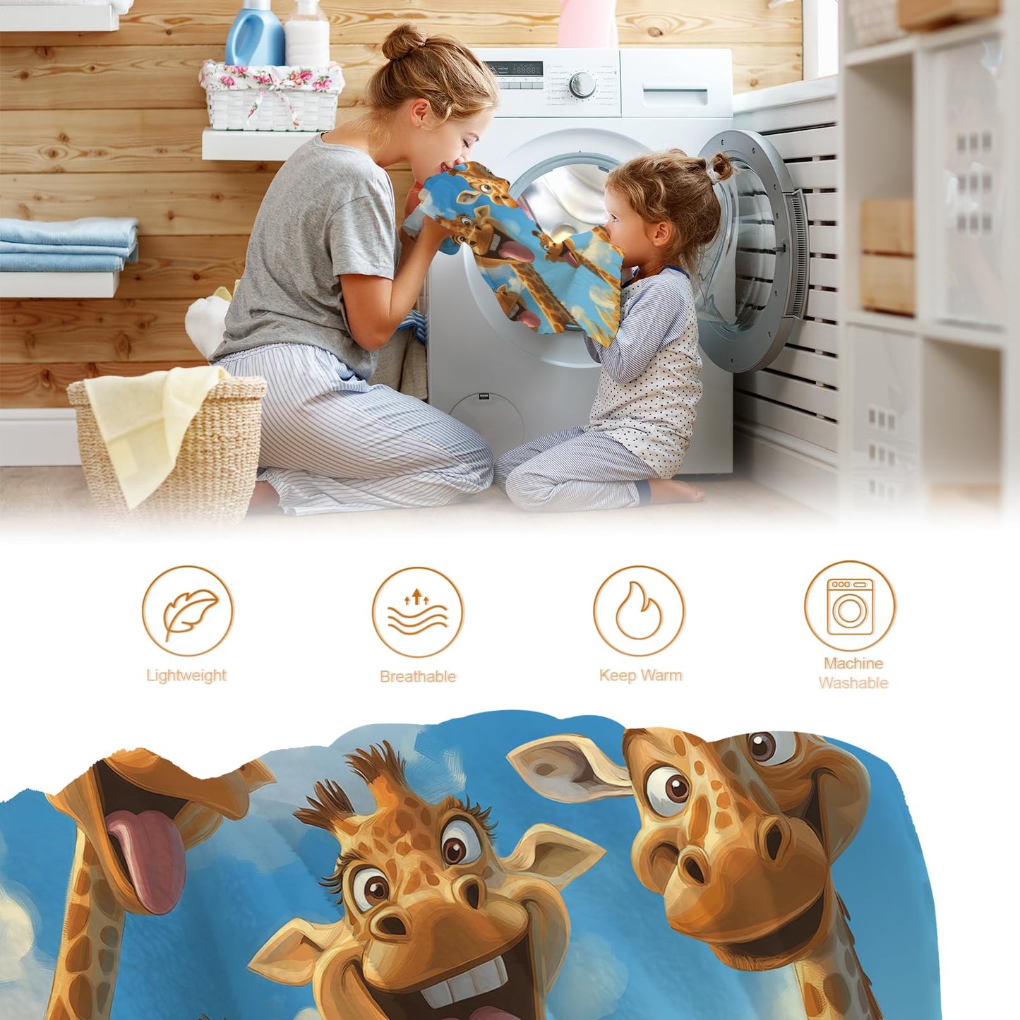 Hohoto Giraffe Blanket for Adults Women Men Girls Boys Birthday Christmas Halloween Easter Father's Day Dad Husband Boyfriend Son Throw Blanket 50"x60"