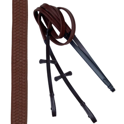 ExionPro Exion Anti-Pressure Anatomic English Jumping Leather Horse Padded Bridle with Reins- Havana Brown, Cob Size