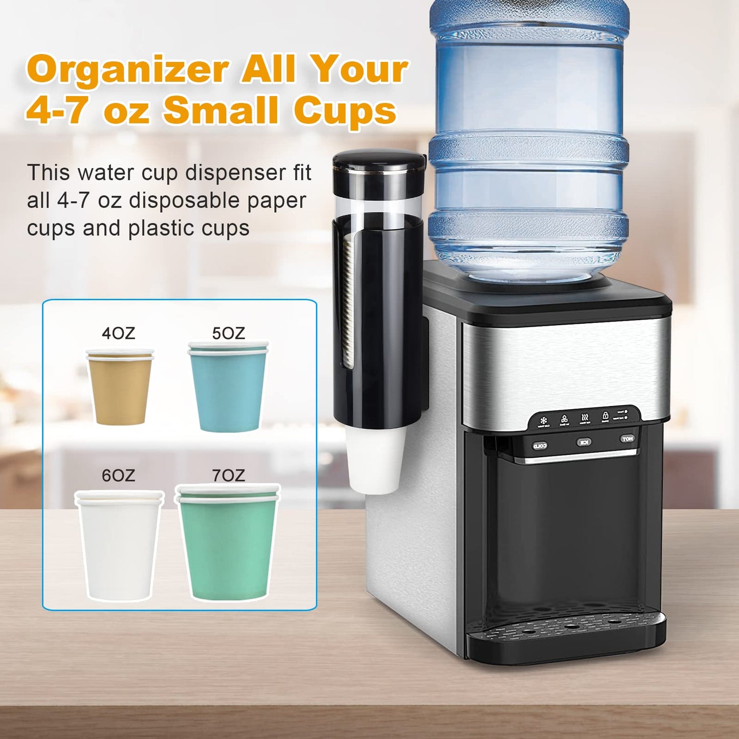 Cup Dispenser, Pull Type Water Cooler Cup Holder Fit 4oz-7oz Disposable Cups, Upgraded Wall Mounted Mouthwash Cup Dispenser for Bathroom Office Gym School -Black