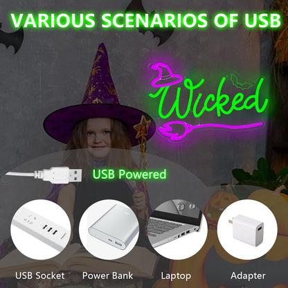 Jeanchrl Witch Neon Sign Halloween Neon Lihts for Bedroom Movie LED Lights for Room Dimmable Green Light Up Sign for Halloween Party Musical Led Sign for Wall Art Decor Gifts for Witch Fans Lovers