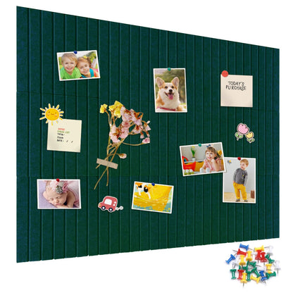 15 Pack Felt Bulletin Board, 35" x 59" Large Dark Green Pinboard with 30 Push Pins, Felt Pin Board, Self-Adhesive Cork Board Tiles for Home, Office Walls, School Classroom Message Photos Display