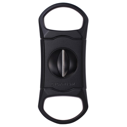 CIGARISM V-Cut Cigar Cutter Stainless Steel Blade, Up to 60+ Ring Gauge in Leather Gift Case (Black)