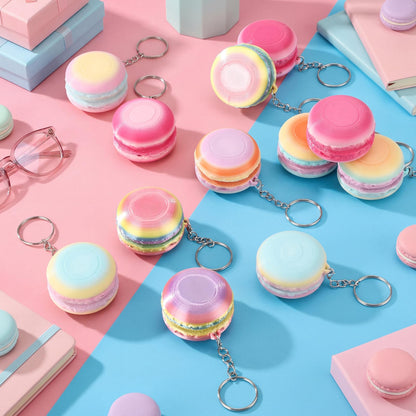 Kenning 12 Pcs Macaron Clicker Fidget Keychain, 3D Sensory Clicker Fidget Toys Decompression Button Relief Gifts for Adults, Coworkers, Summer, Graduation, Office & Party Favors