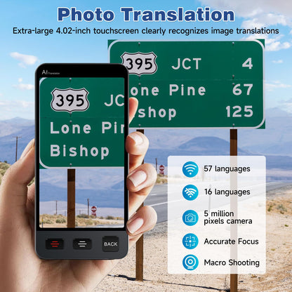 Offline Language AI Translator Device, 142 Languages Two Way Real-Time Voice Translation, ChatGPT Instant Translator, Recording&Photo AI Translation for Business Learning Travel (Black)