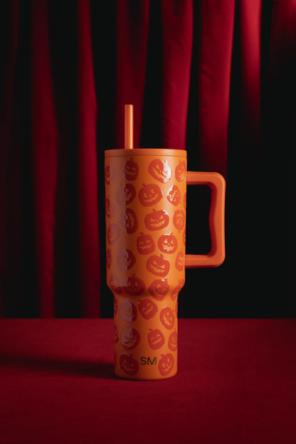 Simple Modern Halloween 40 oz Trek Tumbler with Handle and Straw Lid | Cup Holder Friendly Insulated Stainless Steel Travel Mug | Jack-O-Lanterns