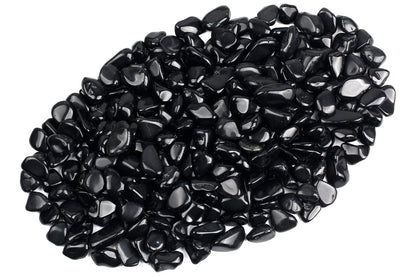 ZenQ 1 lb Black Obsidian Tumbled Stone Chips Crushed Natural Crystal Quartz Pieces