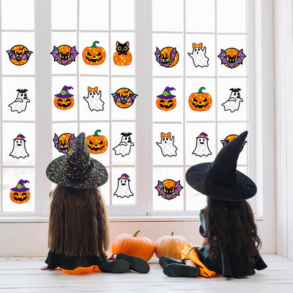 Renbuzhu 40PCS Halloweens Crafts Bulk: Ghosts Pumpkins Paper Suncatchers DIY Kit Party Activities Decorations, Window Stained Glass Effect Art Supplies