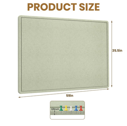 Large Bulletin Board, 60 X 36 inches Cork Board with 30 Pushpin, 5' x 3' Felt Cork Board Notice Pin Board, Self-Adhesive Vision Board Mood Board Foldable Photo Board for Wall - Sage Green