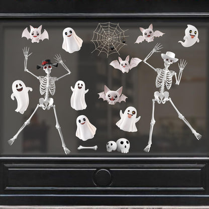 Extra Large Halloween Window Clings Decorations for Glass Window, Halloween Giant Skeleton Window Stickers for Indoor Bathroom Glass Door Decor Home Office Haunted House Party Supplies