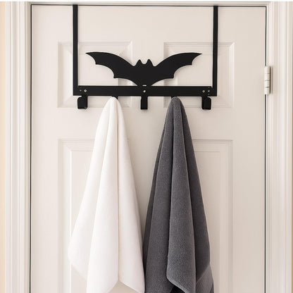 AojSup 1 Pc Bat Over The Door Hooks Halloween Gothic Bathroom Decor Hanger Wall Mount Rack Holder for Towel, Hat, Coat, Cloth, Keychain, Bag, Home Organizer