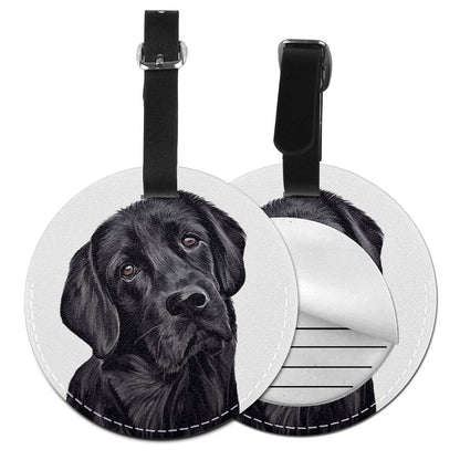 Luggage Tag Black Lab Dog Lover, Pu Leather Bag Travel Suitcases Id Identifier Baggage Label for Women Men Boys Girls