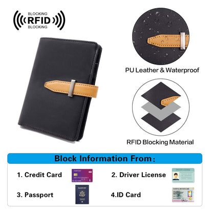 Deziliao Passport wallets, Mulit-purpose RFID Blocking Passport Holder AirTag Wallet, Travel Wallet（Black）